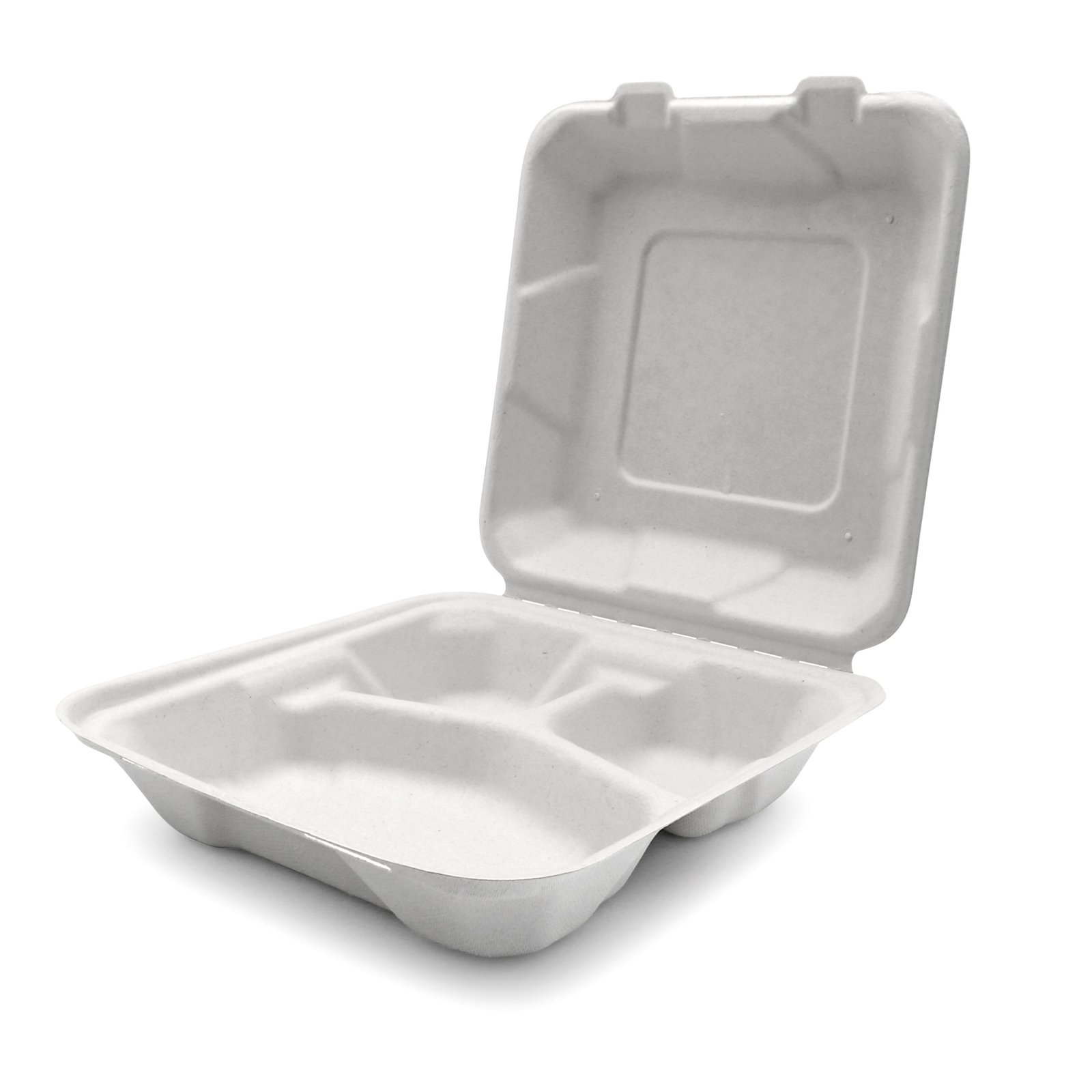 8×8 Hinged Lid 3 Compartment Container